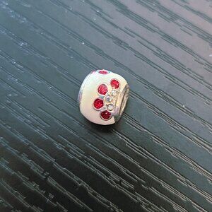 Pandora charm red and white flower
